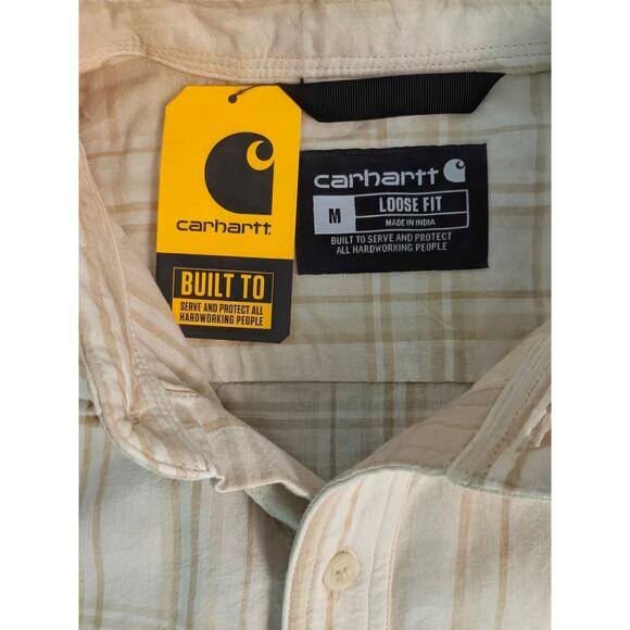 New CARHARTT Loose Fit Midweight Short Sleeve 100% Cotton Plaid Shirt MEDIUM - Picture 4 of 5